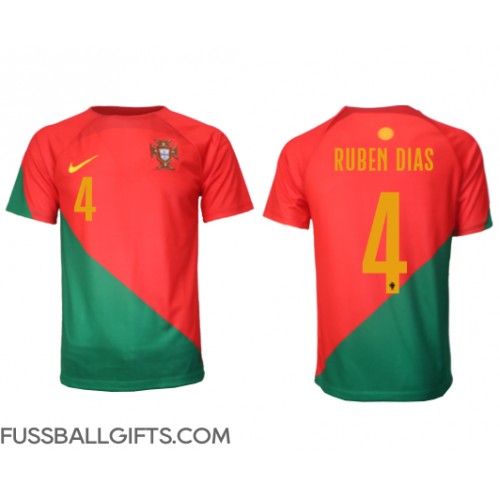 Portugal Ruben Dias #4 Fußballbekleidung Heimtrikot WM 2022 Kurzarm